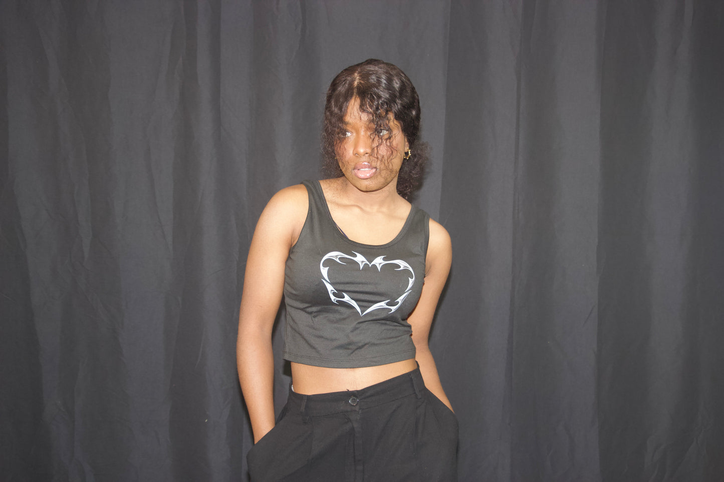 Monochrome Sleeveless crop top